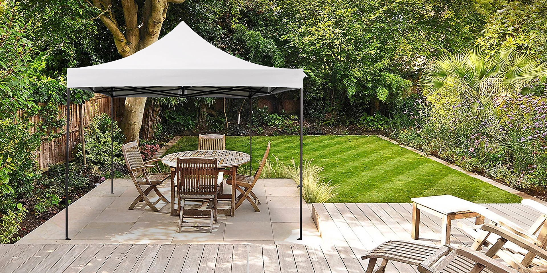 10 x 10ft Square Pop Up Canopy Tent Shades Dining Set