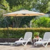 10ft Round Offset Hanging Umbrella Shades Chaise Lounge