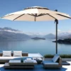 11ft Double Top Round Cantilever Umbrella-Beige by the lake