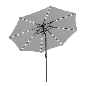 9ft Round Tilt Patio Umbrella with Solar LED Light - Tilting