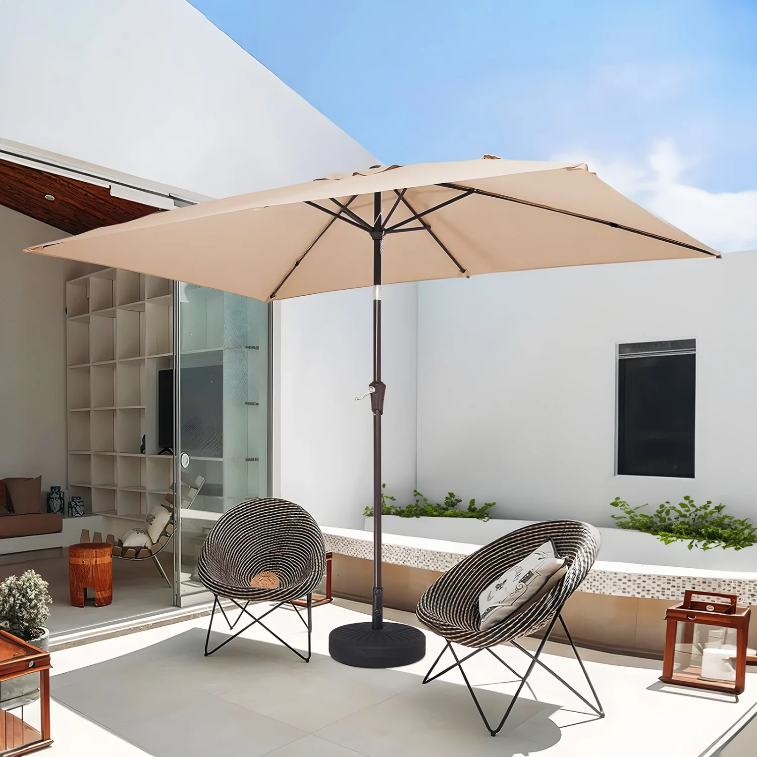 6.5 x 10ft Rectangle Tilt Patio Table Umbrella - Image 8