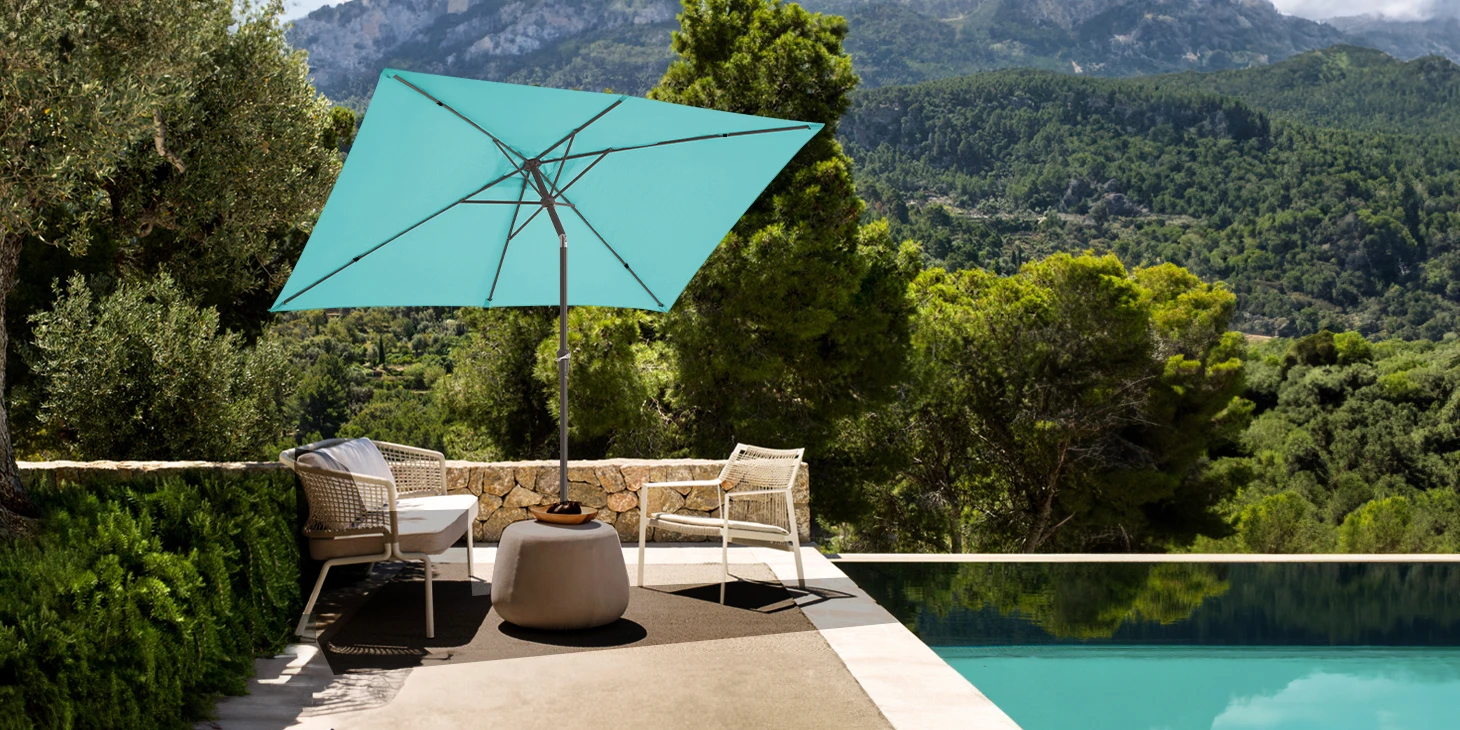 6.5x10 ft Rectangular Patio Umbrellas Outdoor Market Umbrella with Push Button Tilt and Crank