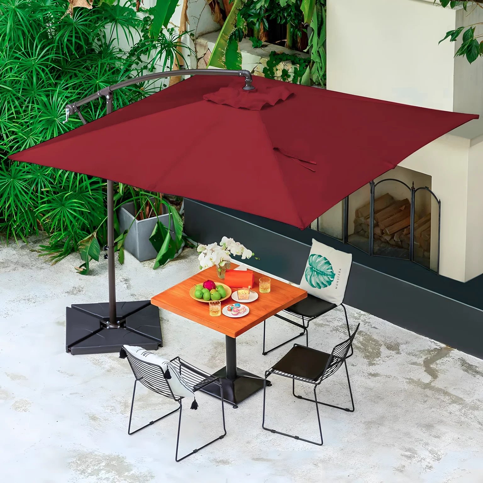 8 x 8ft Square Offset Hanging Umbrella with Base - Image 8