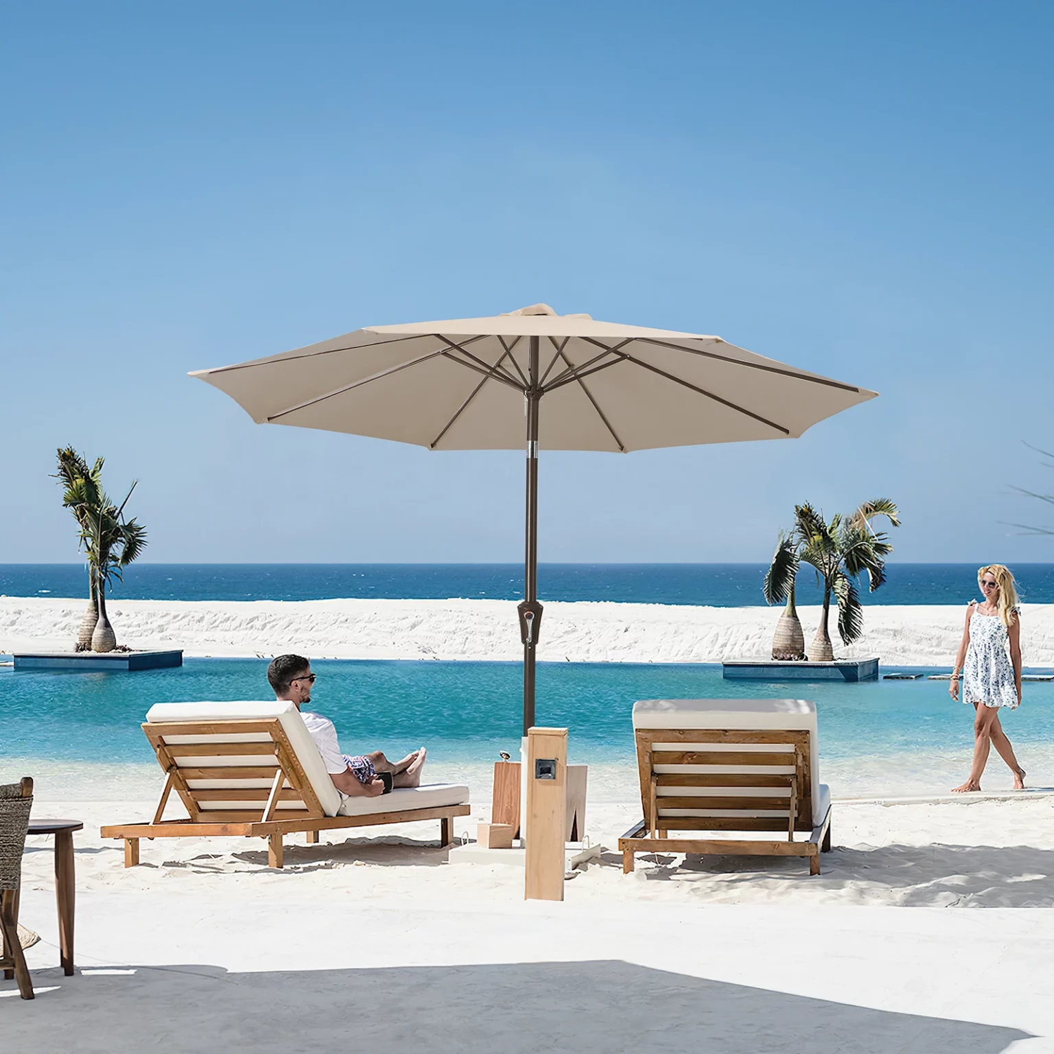 10ft Round Tilt Patio Table Umbrella - Image 7