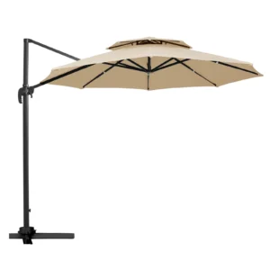 Double Top Round Cantilever Umbrella - Beige