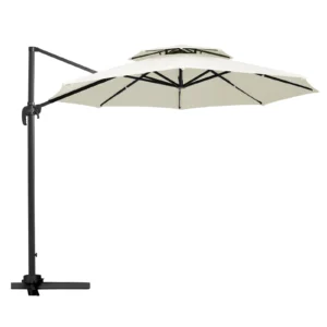 Double Top Round Cantilever Umbrella - Cream White