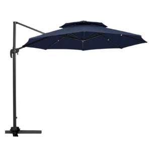 Double Top Round Cantilever Umbrella - Navy
