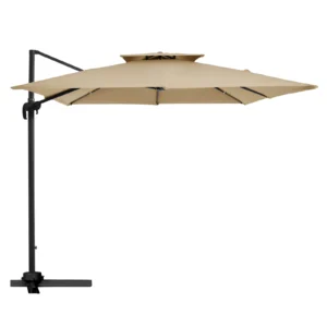 Double Top Square Cantilever Umbrella - Beige