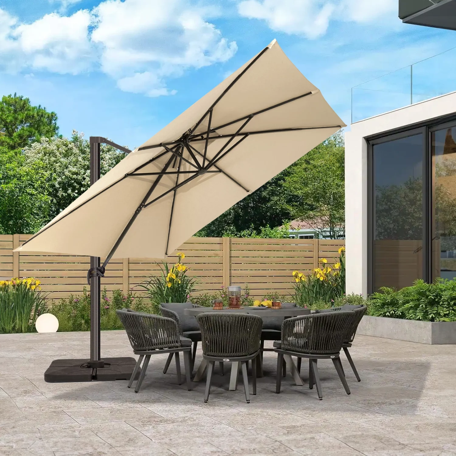 10 x 10ft Double Top Square Cantilever Umbrella - Image 4