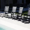 Four Classic Porch Rocking Chairs-Black by the poolside