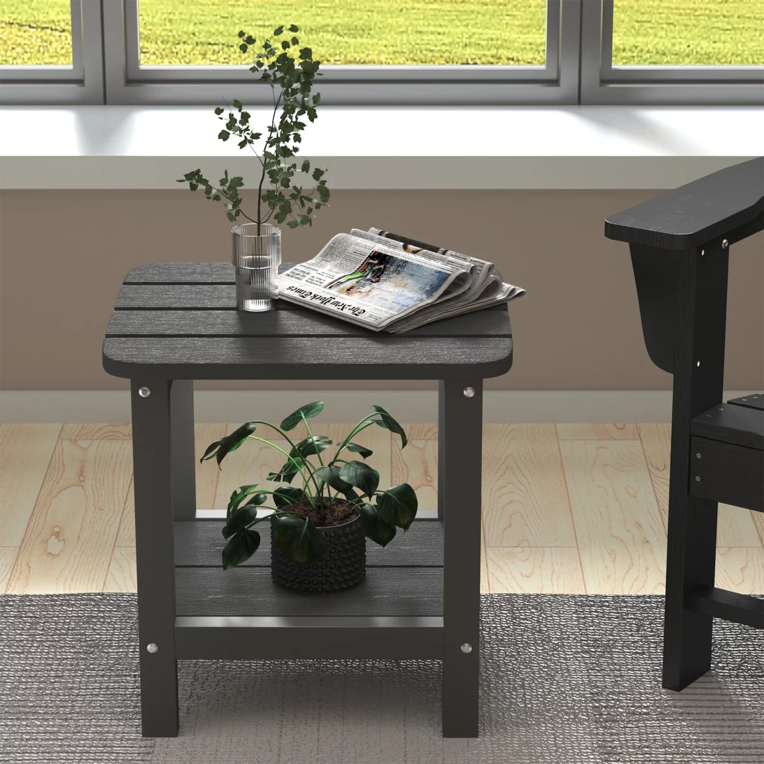 Gray Two Shelf Side Table Indoor