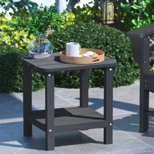 Gray Two Shelf Side Table Outdoor