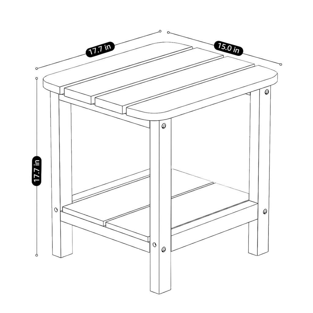 HIPS Poly Outdoor Two Tier Side Table Dimension