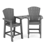 Joint Bar Height Adirondack Chairs with Connecting Table - Dark Gray