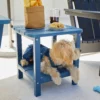 Navy Two Shelf Side Table Pair with a Puppy Dog
