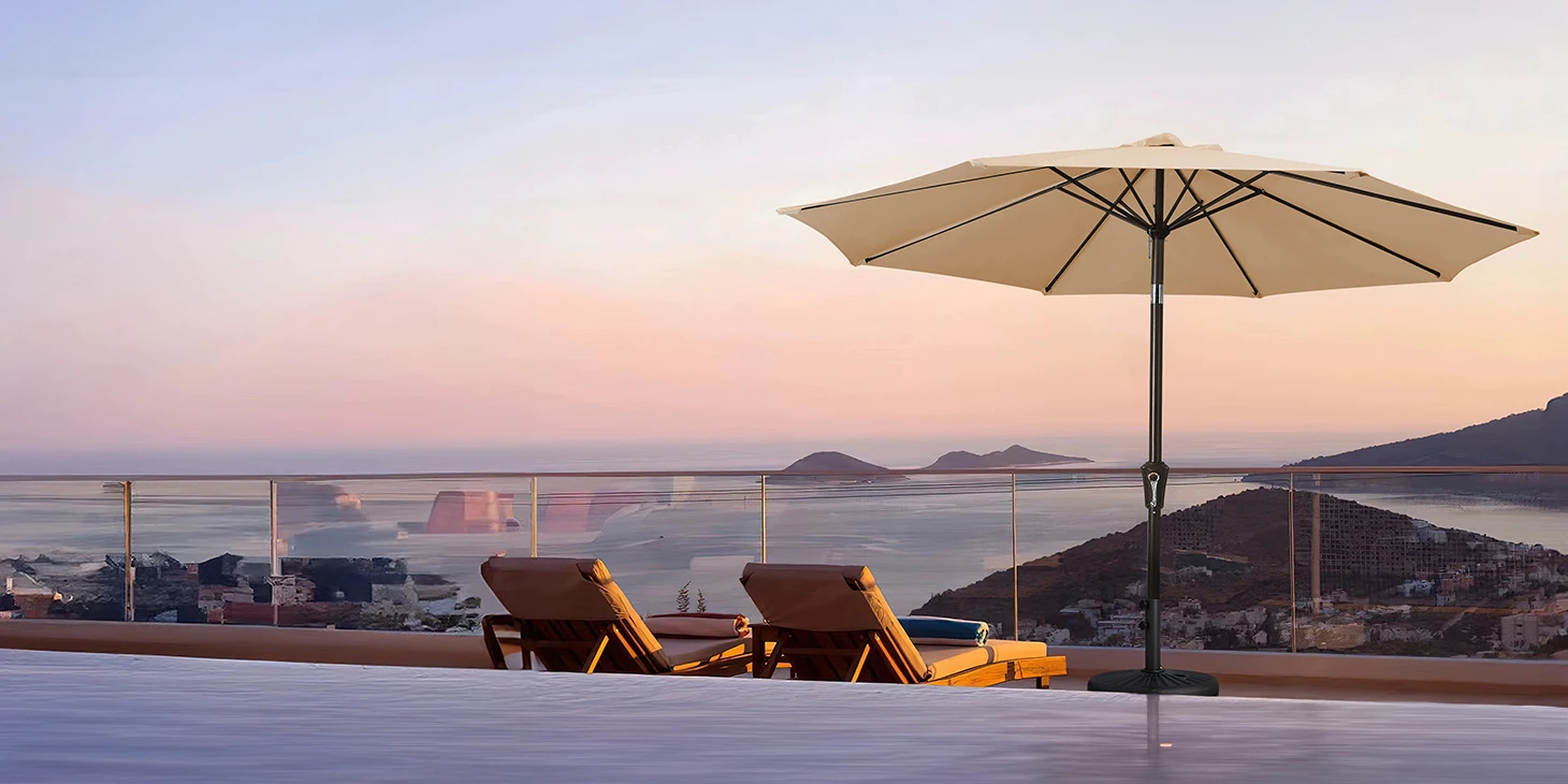 Reclining Lounge Chair and 9ft Tilting Patio Umbrella