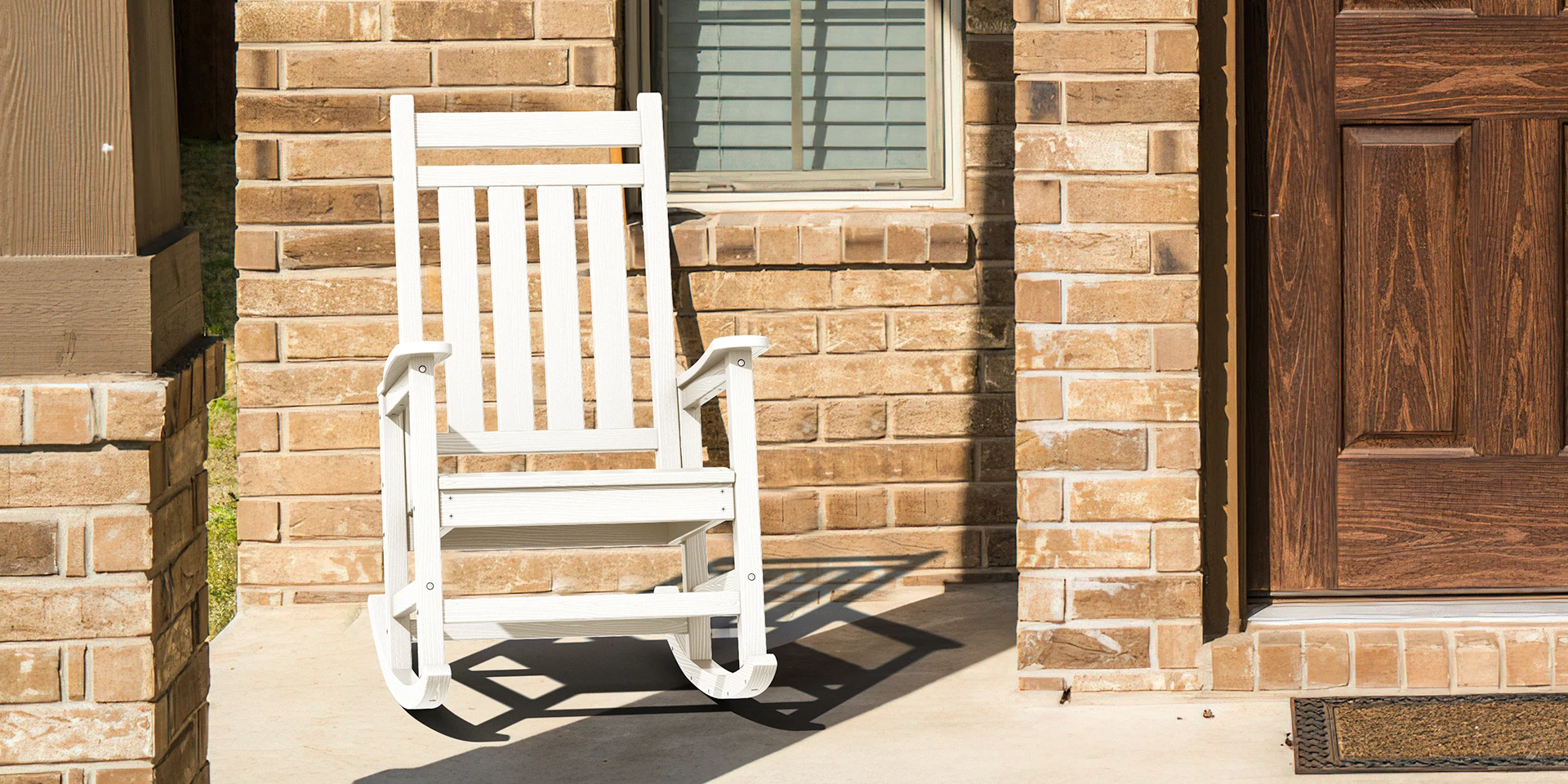 White Presidential Rocking Chair on the porch