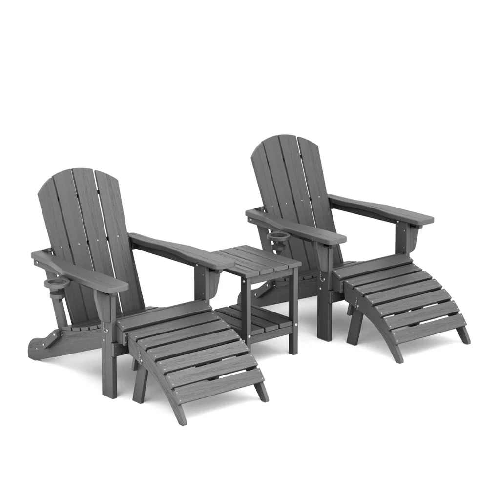 HDPE 5-Piece Reclining Adirondack Chair Conversation Set