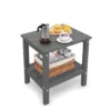 Dark Gray HDPE Plastic Outdoor Two Tire Side Table