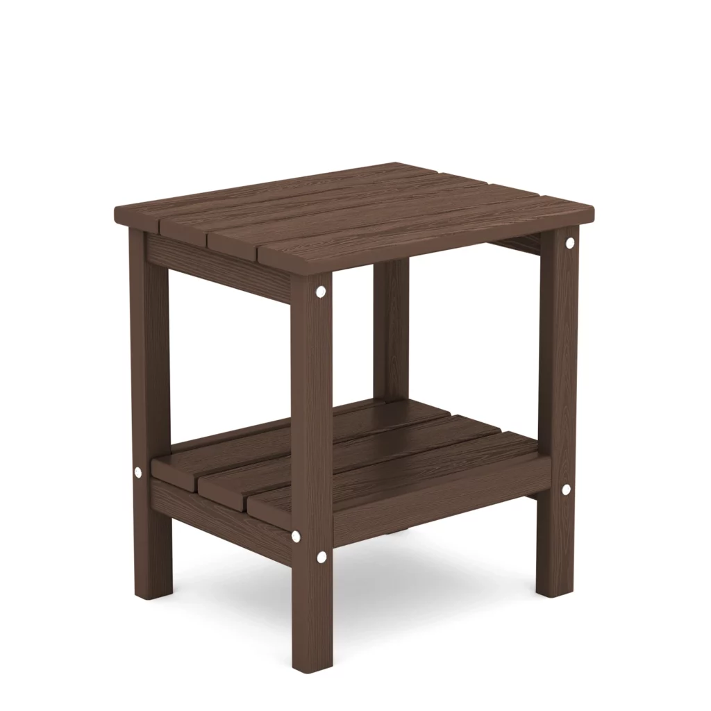 HDPE Plastic Outdoor Two Tire Side Table in Coffee
