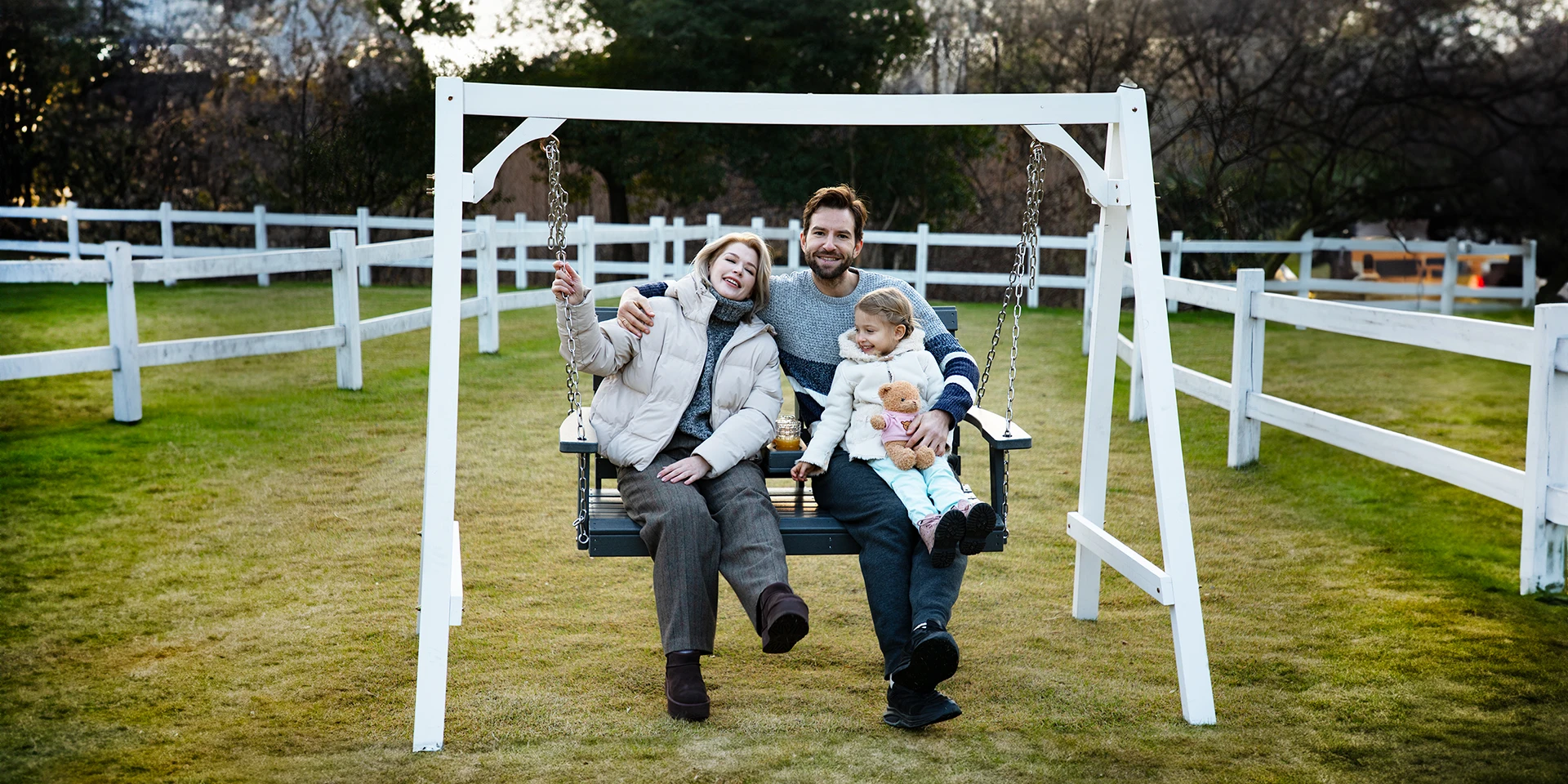 Happy Family on the 54″ Loveseat Porch Swing