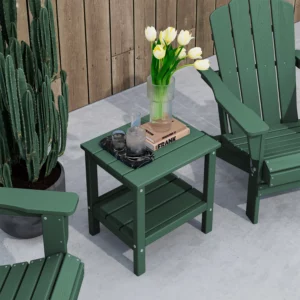 Side Table with Two Adirondack Chairs