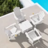 White Adirondack Chairs and Four Side Tables