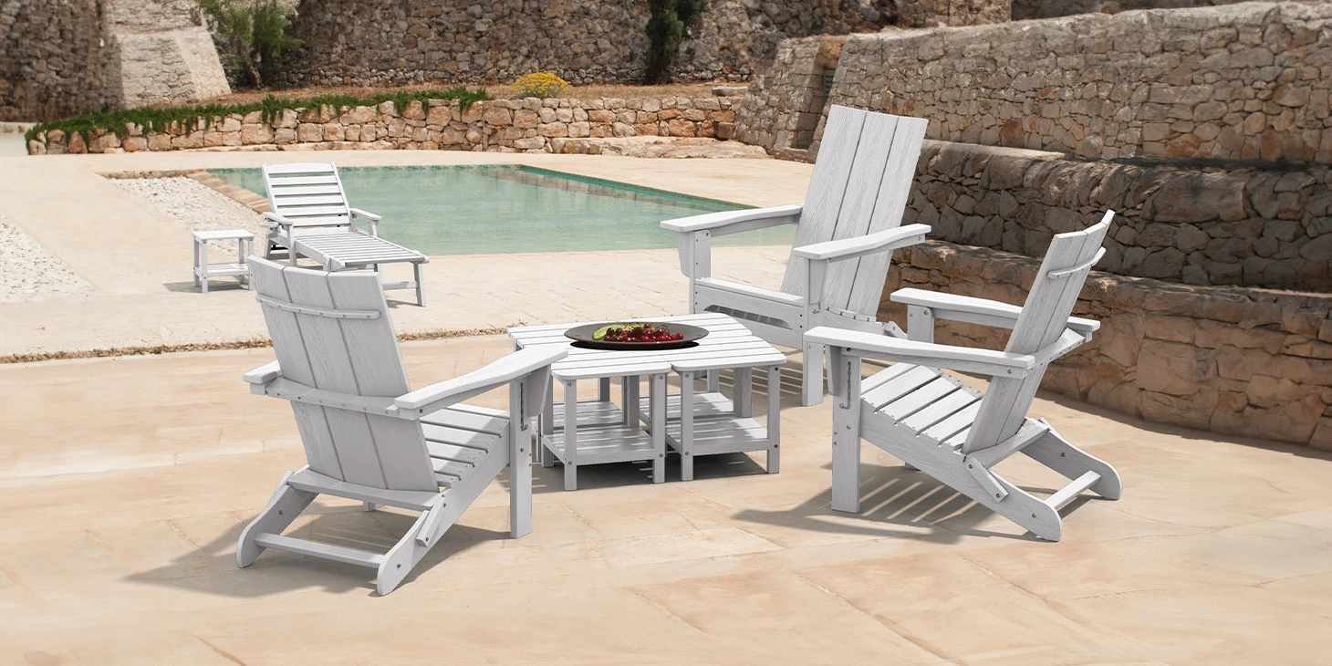 White Modern Folding Adirondack Chairs