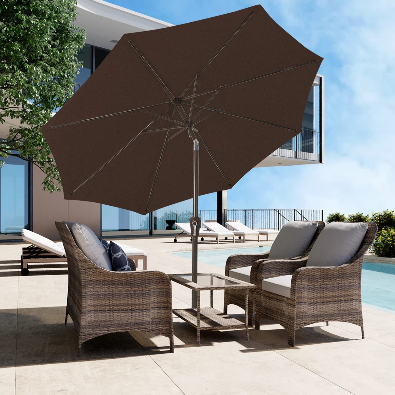 10ft Round Tilt Patio Table Umbrella - Image 9