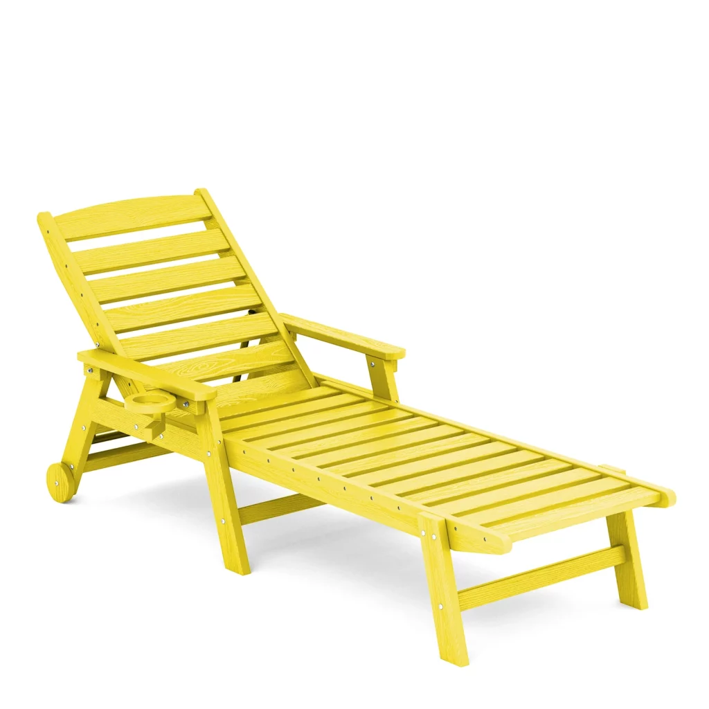 COASTLINE Chaise with Arms & Wheels in Yellow