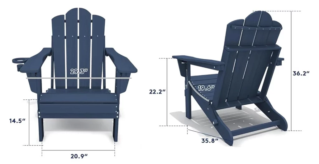 Vintage Reclining Adirondack Chair Dimension