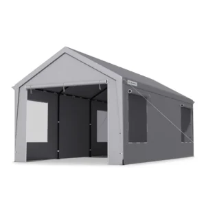 10 x 20 ft Portable Carport Garage with Removable Sidewalls - Gray
