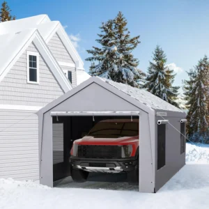 10 x 20 ft Portable Carport Garage with Removable Sidewalls Set Weather Resistant