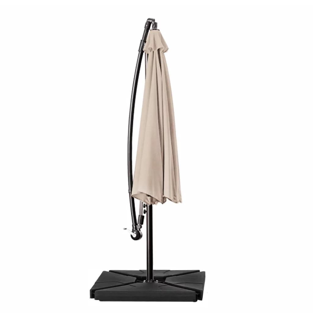 10ft Round Offset Hanging Umbrella with Base - Closed