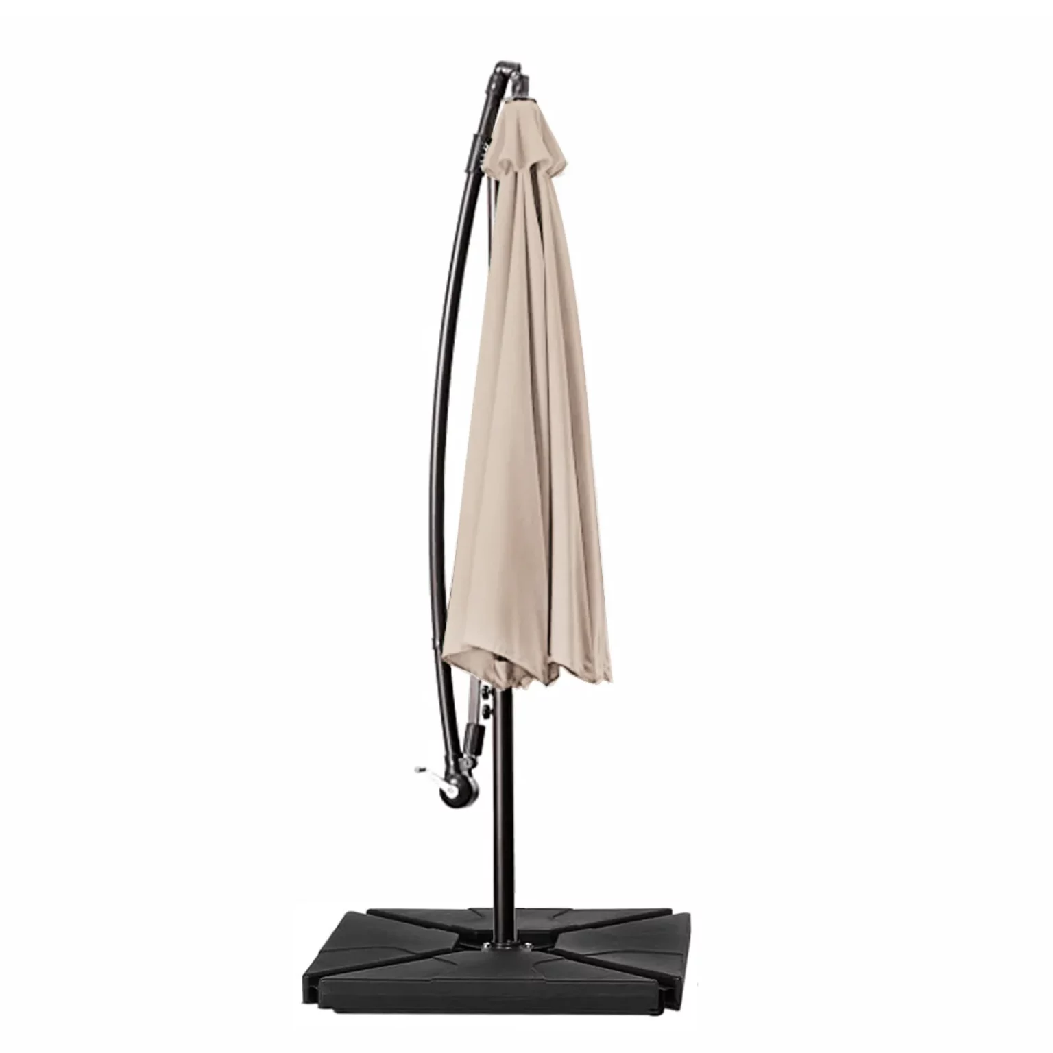 10ft Round Offset Hanging Umbrella with Base - Closed