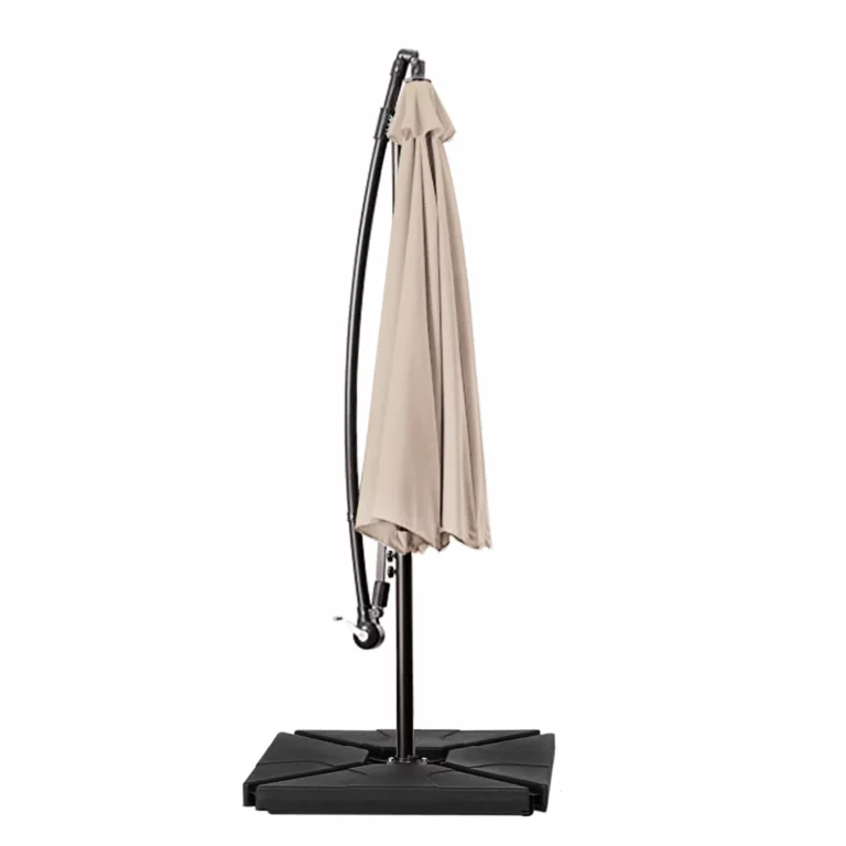 10ft Round Offset Hanging Umbrella with Base - Closed