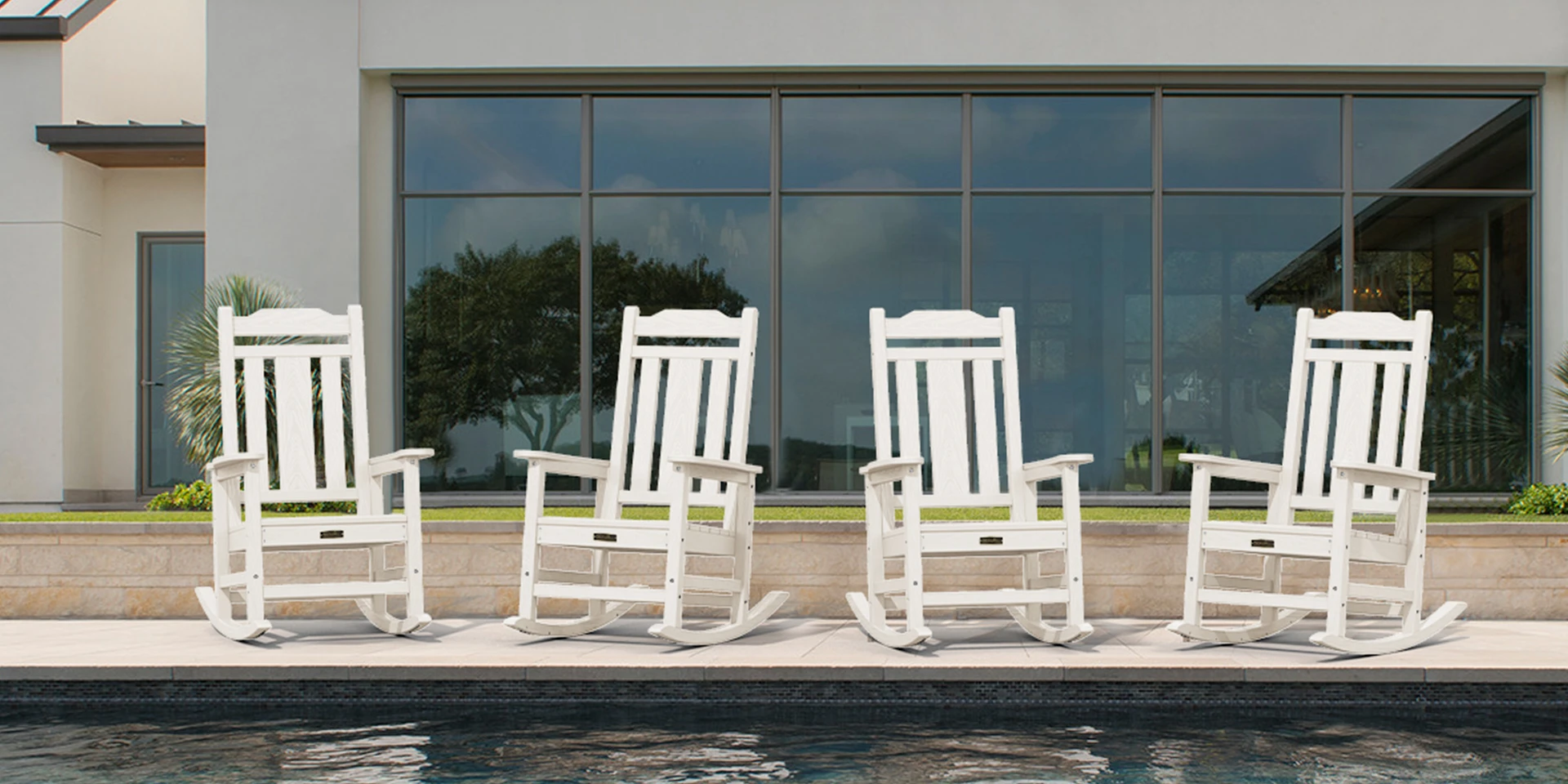4 White Traditional Porch Rocking Chairs