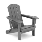 Classic Folding Adirondack Chair with Cup Holders - Dark Gray