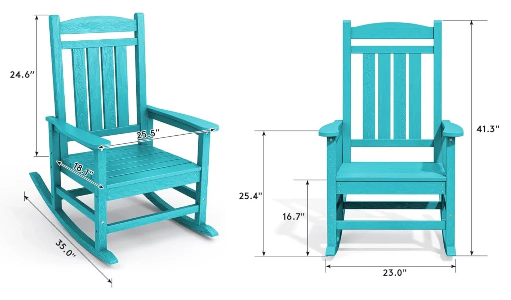 Classic Porch Presidential Rocking Chairs Dimension