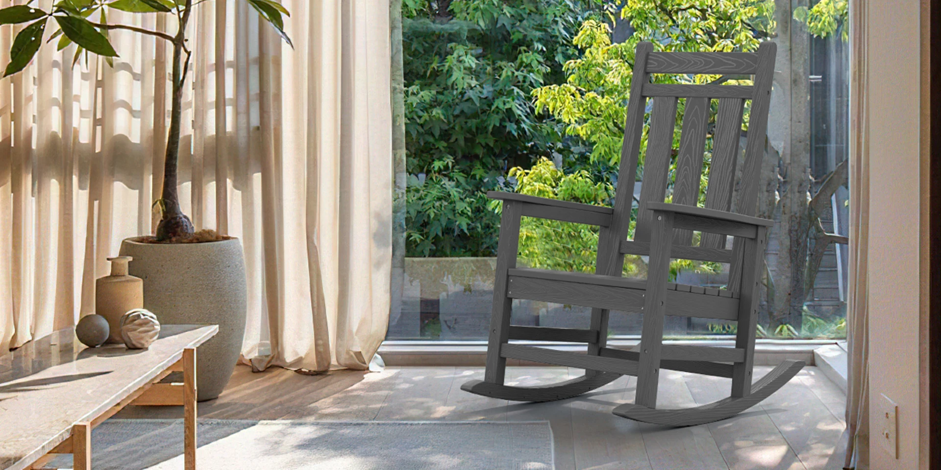 Dark Gray Traditional Porch Rocking Chair indoor