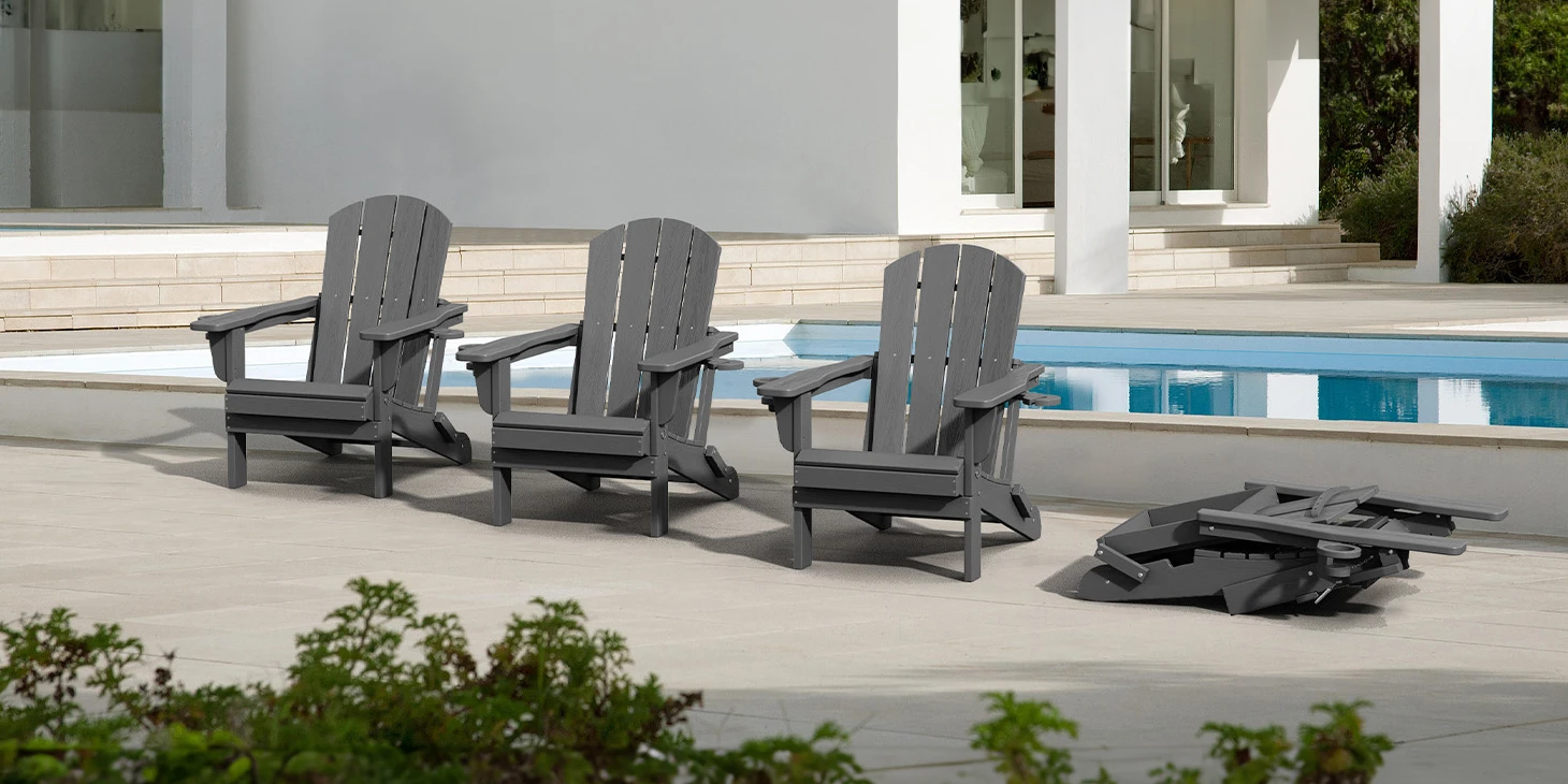 Four Classic Folding Adirondack Chairs