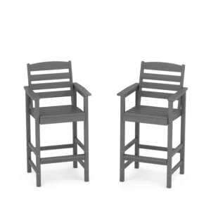 GRANGE 2-Piece Bar Height Arm Chair Set in Dark Gray