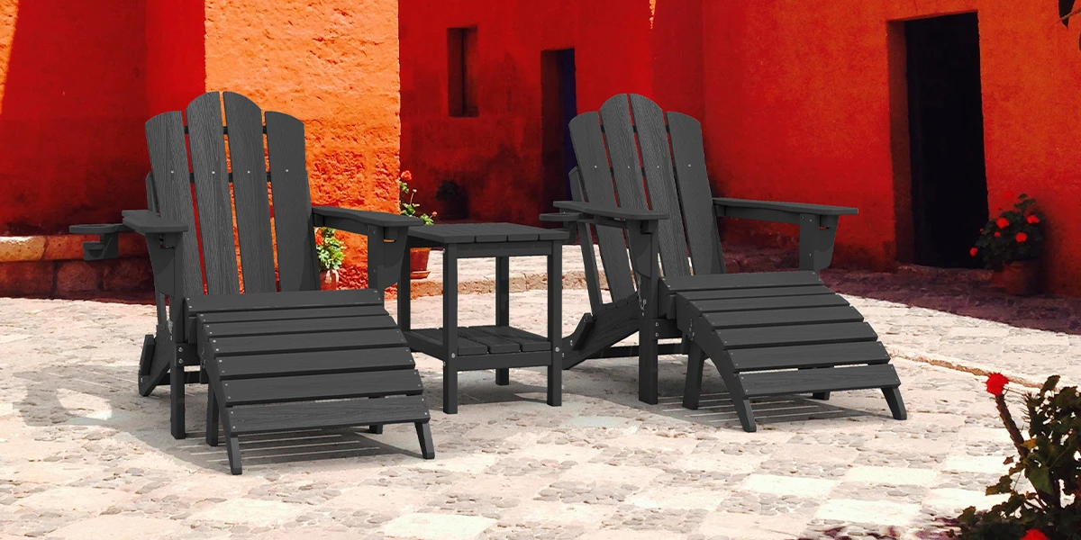 HDPE Folding Adirondack Ottoman Pairs with Adirondack Chair
