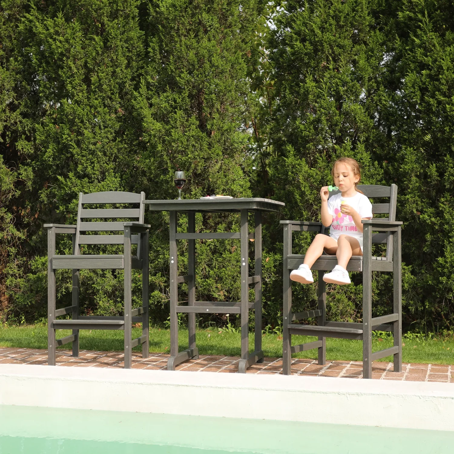 3 Piece Outdoor Bar Height Chair and Table Set - Image 2