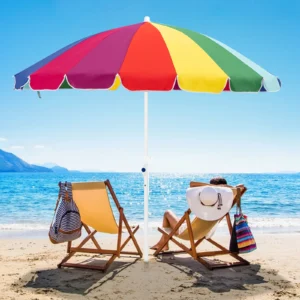 Rainbow Portable Beach Umbrella with Sand Anchor