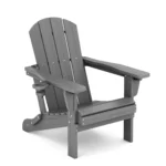 Reclining Folding Adirondack Chair with Cup Holder - Dark Gray