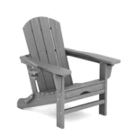 Reclining Folding Adirondack Chair with Ottoman - Dark Gray