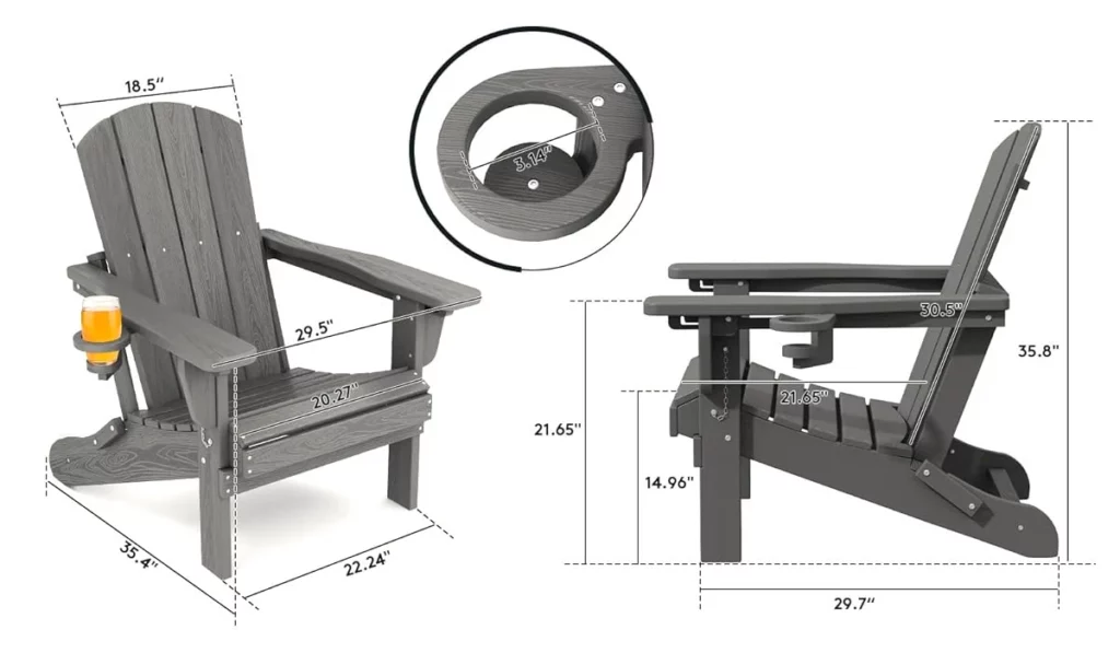 Reclining Folding Adirondack Chairs Dimension
