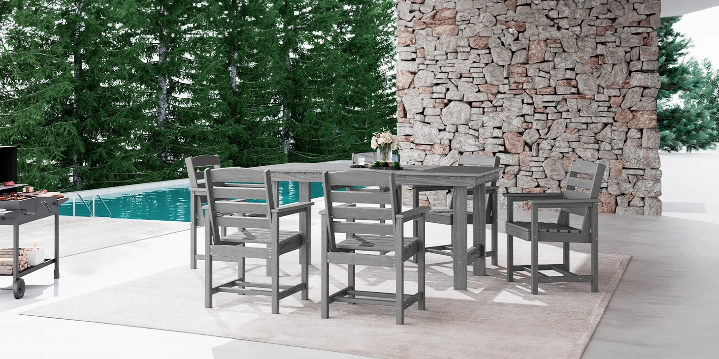 Rectangle Outdoor Dining Table and Chairs Set