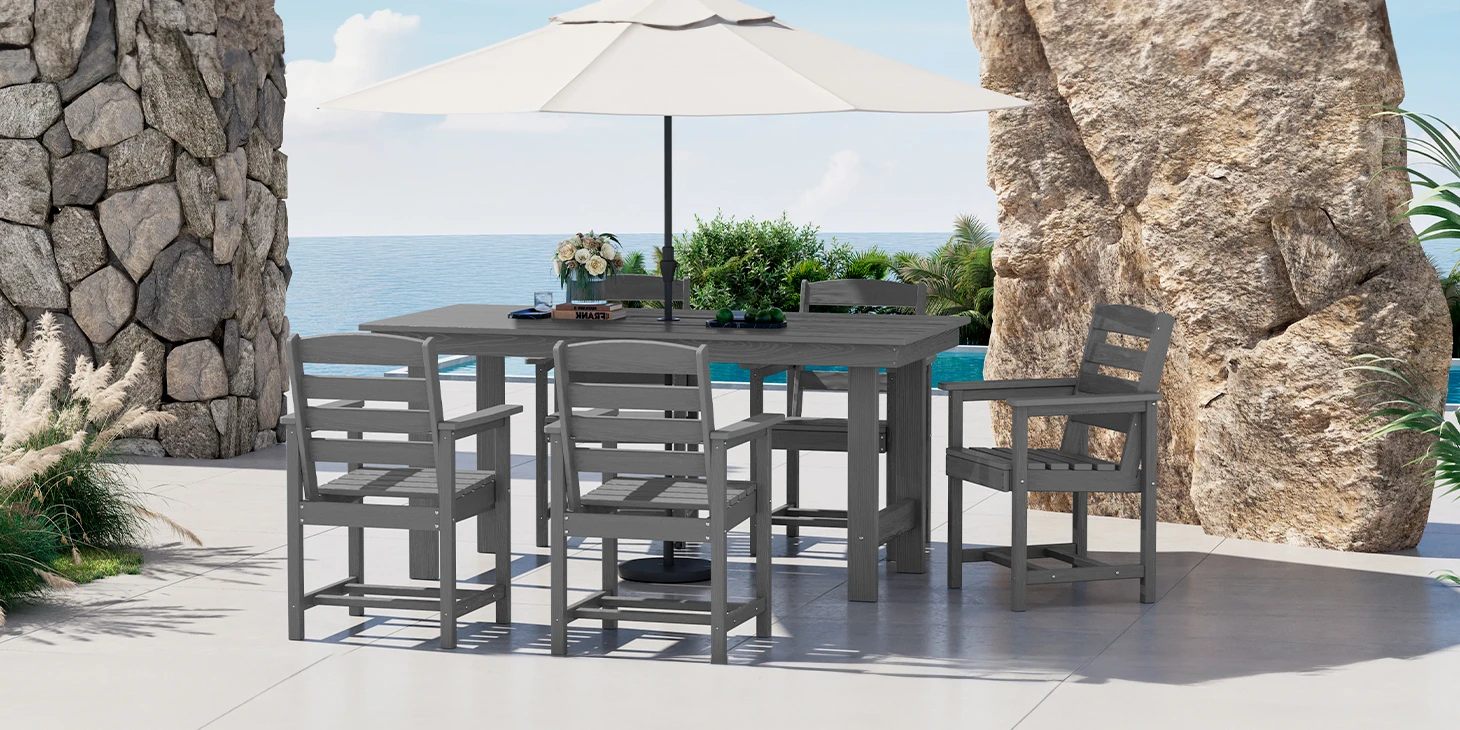 Rectangle Outdoor Dining Table by the Sea
